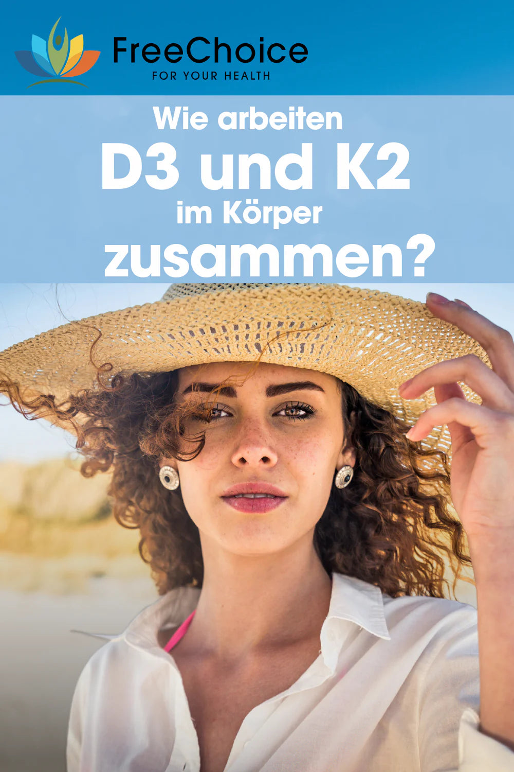 Eine Frau in der Sonne mit Schatten in ihrem Gesicht durch ihren Strohhut